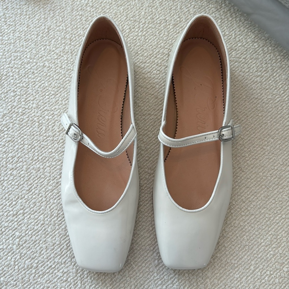 J. Crew Anya Mary Jane Flats in White Leather